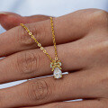 14K Gold Plated 925 Sterling Silver Full Pavé Moissanite Butterfly Bow Pendant Necklace-0-0