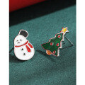 wholesale 925 Sterling Silver European and American Cross-Border Viral Christmas Tree Snowman Unique Creative Stud Earrings for Women, Small and Minimalist High-End Earrings-0-1