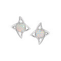 wholesale S925 Sterling Silver 255 Four-Pointed Star Stud Earrings for Women, High-End, Niche, Stylish, Inlaid with Natural Moonstone, Ins-Inspired Silver Earrings-0-6