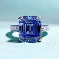 wholesale 925 silver new jewelry imported blue-gray 10*11 high-carbon diamond ring women's-R470 Blue Diamond>No. 9