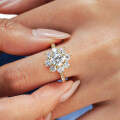 18K Gold Plated S925 Silver Round Sunflower Moissanite Ring-0-1