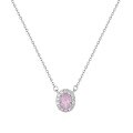 wholesale S925 sterling silver high-end ice-cut oval diamond pendant with a luxurious and romantic yellow-pink necklace, factory direct-0-4