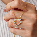 14K Gold Plated 925 Sterling Silver Moissanite Heart Pendant Necklace-0-2