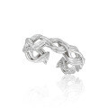 wholesale S925 Sterling Silver 3105 Knot Twist Ring for Women, Minimalist Style, Small and Unique Interwoven Openwork Design Adjustable Finger Ring-0-0
