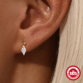 wholesale S925 Sterling Silver Diamond-Encrusted Flower Octagram Stud Earrings, Trendy Four-Leaf Clover Ins Style-0-2