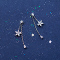 wholesale S925 silver earrings for women with inlaid diamonds, five-petal flower, elegant back-hook floral earrings G0585-0-2