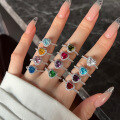 wholesale S925 Sterling Silver Cross-Border 12 Zodiac New Collection Ring, Light Luxury High-End Colorful Zircon Silver Jewelry for Women-0-0