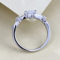 wholesale S925 Sterling Silver New Jewelry 1-Carat High-Carbon Heart-Shaped Advanced Hollow-Out Fashion Ring-0-2