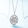 wholesale S925 silver gold-plated white shell pendant with maple leaf design, new Chinese style elegant women's necklace for wholesale and customization-0-1