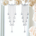 wholesale 925 Sterling Silver Tassel Star Earrings, Five-Pointed Star, Luxurious and Elegant, Convertible for Banquet and Evening Wear-0-1