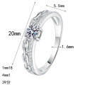 S925 Sterling Silver Full Moissanite Double-Layer Chain Ring for Women-0-3
