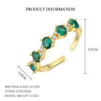 wholesale S925 Sterling Silver Cross-border European And American Style Women's Ring With Micro-set Zircon, Fashionable, Elegant, And Light Luxury Open Design-K2255_Gold/Adjustable