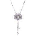 wholesale S925 Sterling Silver Two Lifetimes of Joy Lotus Necklace for Women, Versatile Small Design Pendant with Lotus Seedpod and Lotus Tassel Drop Collarbone Chain-0-4