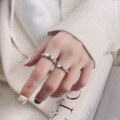 wholesale S925 Sterling Silver Korean Style Minimalist Forever English Romance Couple's Adjustable Open Ring-0-3