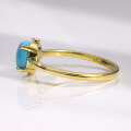 wholesale S925 Sterling Gold Plated Small Niche Design Synthetic Turquoise Ring for Women, Gemstone SetLive Stream New Style-0-1