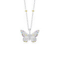 wholesale S925 Sterling Silver Retro Colorful Zircon Butterfly Necklace For Women, Cross-border Niche Luxury-0-1