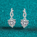 S925 Sterling Silver Moissanite Heart Earrings-0-4
