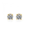 18K Gold Plated S925 Silver Four-Prong Ear Stud with Screw Back and Moissanite-0-3