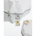 wholesale S925 Sterling Silver Geometric Round Pearl Textured Minimalist Versatile Korean Version Ins Small Design Ear Clips for Women-0-1