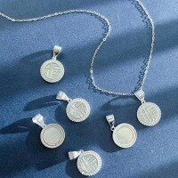 wholesale 999 Silver Makar Blessing White Shell Pendant, Fashionable National Trend, Constant Good Luck, Full of Blessings, Accessory-Pure Silver Fortune Plate Pendant>Pure Silver