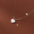 wholesale S925 Sterling Silver French Minimalist Heart Pendant Necklace, Simple INS Style Heart-Shaped Collarbone Chain for Women Y00447-0-1