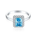 wholesale S925 Sterling Silver 2ct 6*8 Square Diamond Ring for Women, High-End Luxury Wedding Band with 5A Zirconia, Colored Gemstone, High-Carbon Diamond-0-12