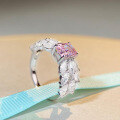 wholesale S925 Sterling Silver Rhodium Plated Pink Diamond Ring Women's-0-2