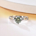 wholesale S925 Silver Green Moissanite 1 Carat Twist Shank Butterfly Ring with GRA Certificate, Light Luxury Fashion Gemstone Ring-0-3
