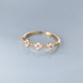 wholesale S925 Silver Sweet Summer Flower Ring for Women, Small Fresh Pink Diamond Floral Index Finger Ring R00035-0-1