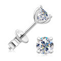 S925 Sterling Silver Square Earrings with Moissanite, Simple and Chic for Commuting-0-7