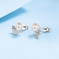 wholesale S925 Silver Freshwater Pearl Earrings with Moissanite, Elegant Silver Needle, Women's Pure Silver Stud Earrings, High-End Feel, Ready for Wholesale-0-2