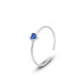 wholesale S925 Sterling Silver Women's Versatile Simple Small Love Heart Colored Zircon Ring, Adjustable Open Band-0-14