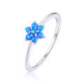 wholesale Metal Material S925 Synthetic Opal Small Fresh Ring, Amazon Wish Best-Selling Small Flower Round Synthetic Opal Ring-0-4