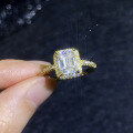 S925 Sterling Silver Four-Prong Square Emerald Cut Moissanite Cross-Border Wedding Ring Wholesale-0-1