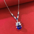 wholesale S925 Silver with 8*8mm Royal Blue Sugar Loaf Zircon, New from MuJing Jewelry-0-4