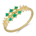 wholesale 18K Gold Geometric Green Gemstone Full-Cut Diamond Ring for Fashion Commuting, Simple Style-0-4