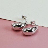 wholesale 925 Sterling Silver New High-end Curved Teardrop Bean Stud Earrings, Minimalist and Stylish Silver Needle French Earrings-Teardrop Earrings>925 Silver