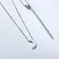 wholesale S925 Silver Ins Simple and Versatile Moon Synthetic Opal OPAL Necklace Women's White Opal Jewelry Necklace-0-2