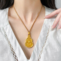 wholesale S925 Silver Nalan Literary Retro Chinese Style Niche Exquisitely Inlaid Diamond Gourd God of Wealth Necklace Y02088-S925 Silver Necklace 925 Silver