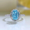 wholesale S925 Silver New Jewelry High Carbon Diamond 1 Carat Oval Aquamarine Zircon 6*8 Radiant Cut Ring for Women-0-1