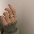 wholesale S925 Sterling Silver Korean Rice Bead Stringing Elastic Cord Design Women's Minimalist Niche Design Index Finger Ring-0-1