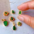 wholesale Sterling silver gold-plated with natural jadeite gourd accessories for DIY bracelets and necklaces, complemented by pure silver spacer beads and Type A jadeite-0-1