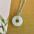 wholesale Wholesale of Metal Material Natural Jade Peace Ring Pendant Necklace for Women, Hanfu, Qipao, Literary and Retro Style Hetian Jade Jewelry-0-6