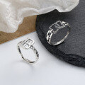 wholesale S925 Sterling Silver Geometric Irregular Chain Letter B Ring Ins Niche Minimalist Style Versatile Fashion Index Finger Ring-0-0