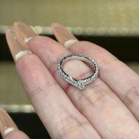 wholesale S925 sterling silver minimalist V-shaped full-circle pave diamond ring with a high-end and versatile small Ribbon tail ring for stacking with diamond rings-Platinum>US No. 7 (Hong Kong 14-15)