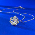 wholesale S925 silver lace trim necklace for women, hollow-outsimulated diamond pendant flower floral necklace-0-3