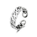 wholesale S925 Sterling Silver Personalized Trendy Vintage Antique Silver Ring Adjustable Unisex Open Ring Cross-Border New Product-0-4
