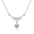 S925 Sterling Silver Moissanite Wheat Ear Bloom Pendant Necklace-0-3