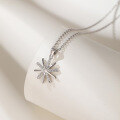 wholesale S925 Sterling Silver Cross-Border Europe and America New Style Necklace, Snowflake Pendant with Zirconia for Women-0-3