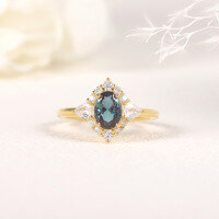 wholesale S925 silver small fresh color-changing ring set with synthetic alexandrite blue color gemstone, cross-border hot sale-Synthetic Alexandrite Ring  US 9